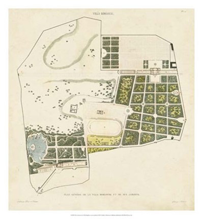 Framed Plan General de la Villa Borghese Print