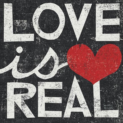 Framed Love Is Real Grunge Square Print