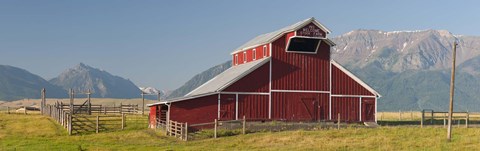 Framed Barn in a field with a Wallowa Mountains in the background, Joseph, Wallowa County, Oregon, USA Print