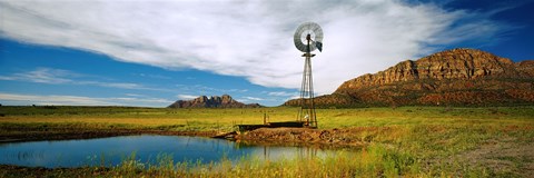 Framed Solitary windmill near a pond, U.S. Route 89, Utah Print