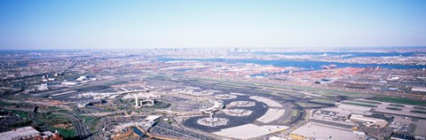 Framed USA, New Jersey, Newark Airport, Aerial view with Manhattan in background Print