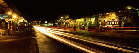 Framed Streaks of lights on the road in a city at night, Lahaina, Maui, Hawaii, USA Print