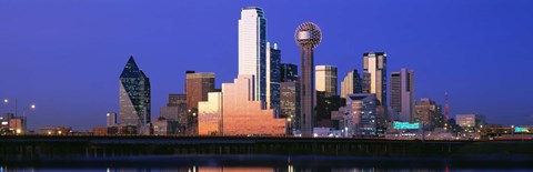 Framed Night skyline, Dallas, Texas Print