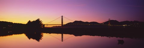 Framed Reflection Of A Suspension Bridge On Water, Golden Gate Bridge, San Francisco, California, USA Print