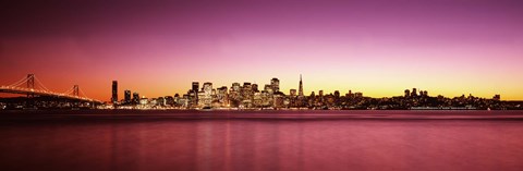 Framed Buildings at the waterfront, Bay Bridge, San Francisco Bay, San Francisco, California Print