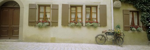 Framed Bicycle outside a house, Rothenburg Ob Der Tauber, Bavaria, Germany Print