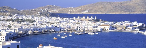 Framed Mykonos Harbor, Greece Print