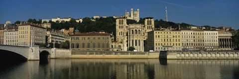 Framed Buildings On The Saone River, Lyon, France Print