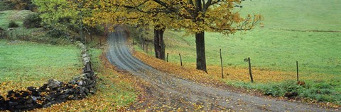 Framed Highway passing through a landscape, Old King&#39;s Highway, Woodstock, Vermont, USA Print