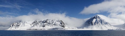 Framed Snow covered mountains, Magdalene Fjord, Spitsbergen, Svalbard Islands, Norway Print