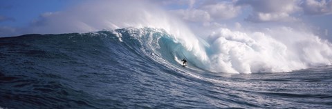 Framed Surfer in the sea, Maui, Hawaii Print