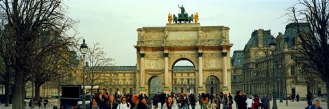 Framed Tourists near a triumphal arch, Arc De Triomphe Du Carrousel, Musee Du Louvre, Paris, Ile-de-France, France Print