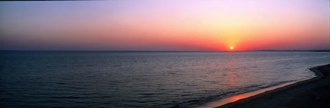 Framed Pink Sunet Over the Seascape, The Algarve Portugal Print