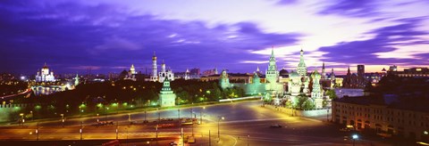 Framed Russia, Moscow, Red Square at night Print