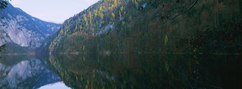 Framed Lake in front of mountains, Lake Toplitz, Salzkammergut, Austria Print