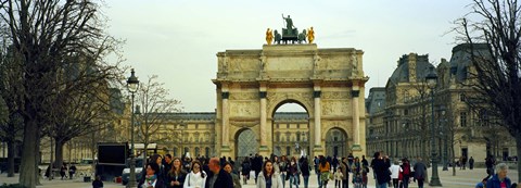 Framed Tourists near a triumphal arch, Arc De Triomphe Du Carrousel, Musee Du Louvre, Paris, Ile-de-France, France Print