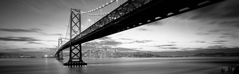 Framed Bay Bridge at Twilight (black &amp; white) Print