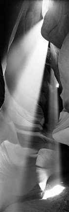 Framed Sun Throuh the Rocks, Antelope Canyon, Arizona (black &amp; white) Print