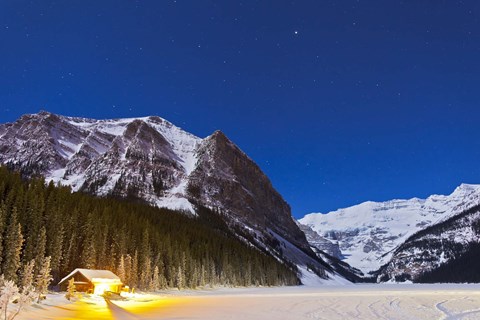 Framed Lake Louise on a clear night in Banff National Park, Alberta, Canada Print