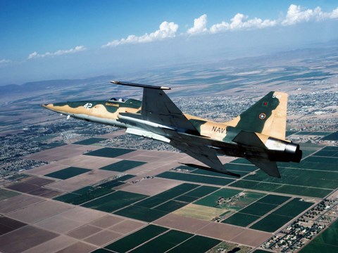 Framed F-5E Tiger II in flight over El Centro, California Print