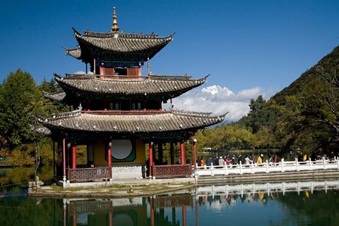 Framed Marble Bridge to Pagoda, Yunnan, China Print