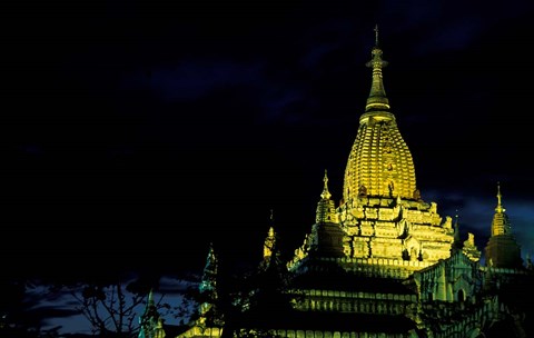 Framed Night View of Ananda Pahto, Myanmar Print