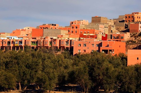 Framed Small village settlements in the foothills of the Atlas Mountains, Morocco Print