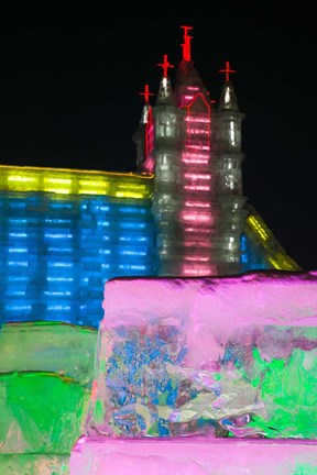 Framed Close up of Snow Sculpture, Ice and Snow World Festival, China Print