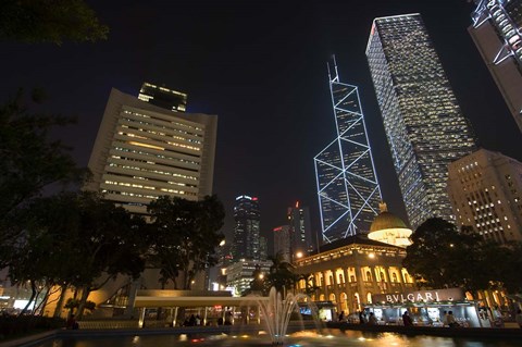 Framed City Skyline, Statue Square, Hong Kong, China Print