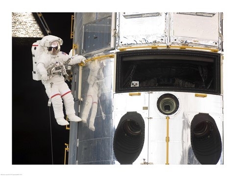 Framed Astronaut performs work on the Hubble Space Telescope Print