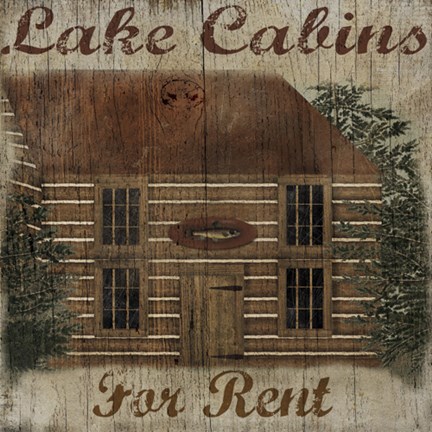 Framed Lake Cabin Print