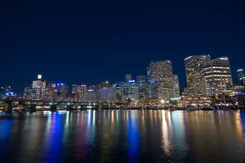 Framed Darling Harbour at night, Sydney, New South Wales, Australia Print