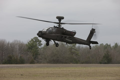 Framed AH-64 Apache Helicopter in Midair, Conroe, Texas Print