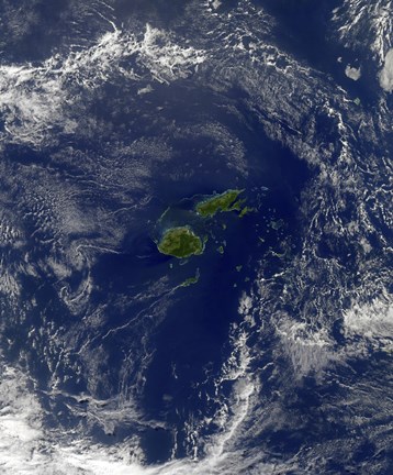 Framed Satellite view of Vanua Levu, the Second Largest Island of Fiji Print