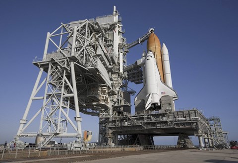 Framed Space Shuttle Endeavour Atop a Mobile Launcher Platform at Kennedy Space Center Print