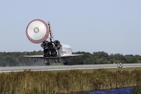 Framed Space Shuttle Atlantis Unfurls its Drag Chute Print