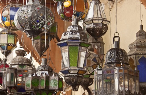 Framed Decorative Lanterns in Fes Medina, Morocco Print