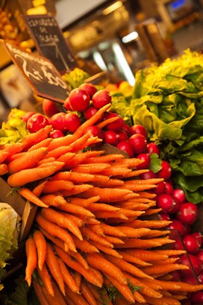 Framed Carrots, Central Market, Malaga, Spain Print