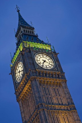 Framed UK, London, Clock Tower, Big Ben at dusk Print