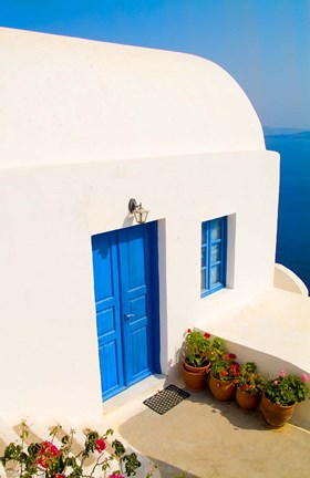 Framed White House, Oia, Santorini, Greece Print