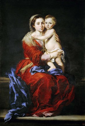 Framed Virgin with the Rosary, 1650 Print