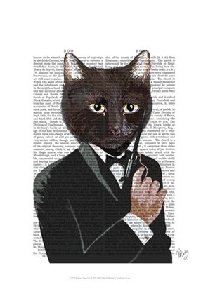 Framed James Bond Cat Print