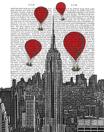 Framed Empire State Building and Red Hot Air Balloons Print