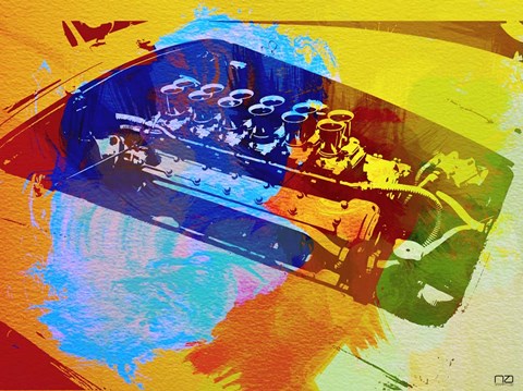 Framed Ferrari Engine Watercolor Print