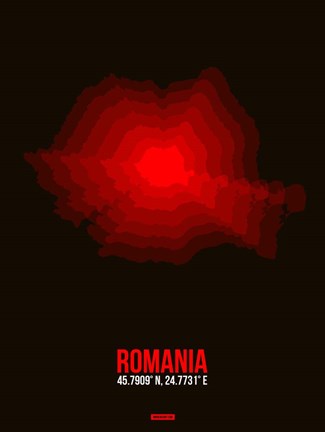 Framed Romania Radiant Map 1 Print