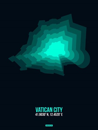 Framed Vatican City Radiant Map 3 Print