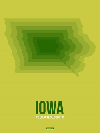 Framed Iowa Radiant Map 2 Print