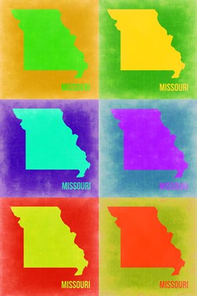 Framed Missouri Pop Art Map 2 Print