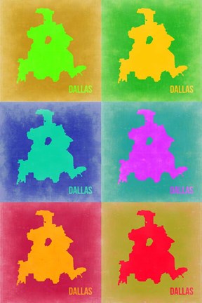 Framed Dallas Pop Art Map 3 Print