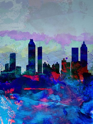 Framed Atlanta Watercolor Skyline Print